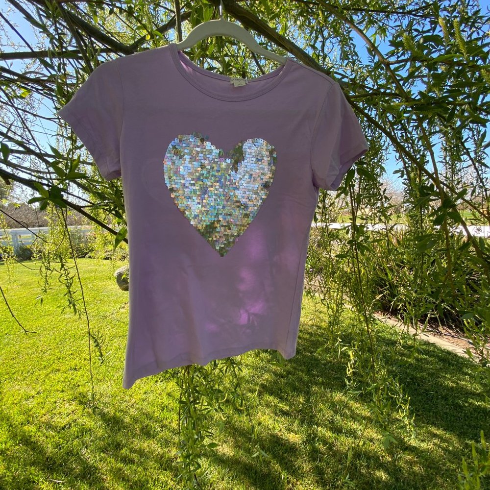 NWT Girls 14 lavender tshirt with sequin heart